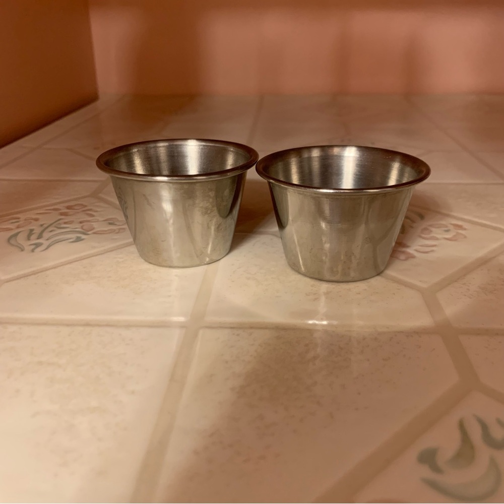 Set of 2 Stainless Steel Condiment Cups Dressing Cups Serveware - Picture 3 of 7